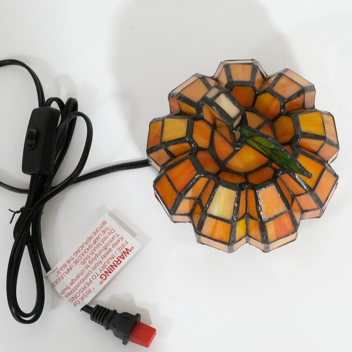 Handmade orange art glass pumpkin LED night light with glass shade and 220V plug options