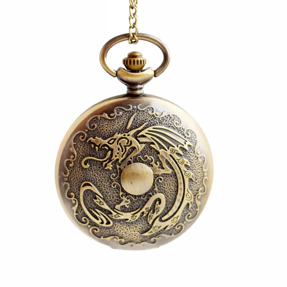 Dragon bone stone bronze pocket watch 13mm thick casual British clothing accessory