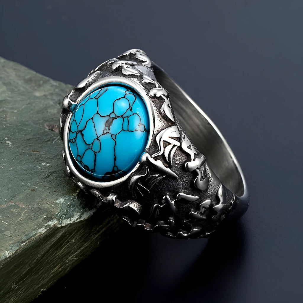 Retro titanium steel unisex ring in steel colour, available in sizes 8 to 12