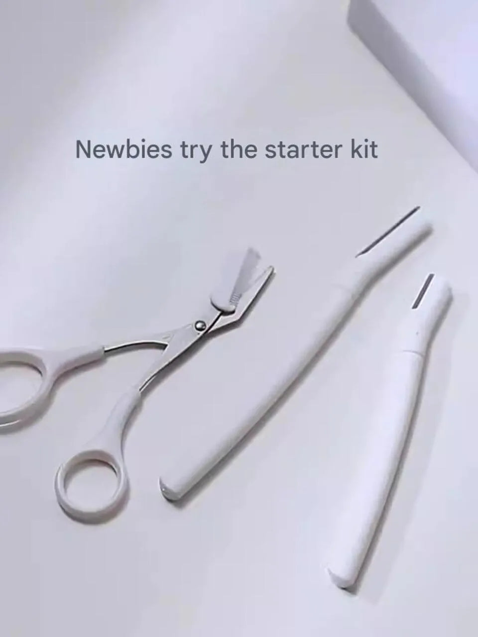 Eyebrow trimming tool set with safety guard and protective blade cover for home grooming