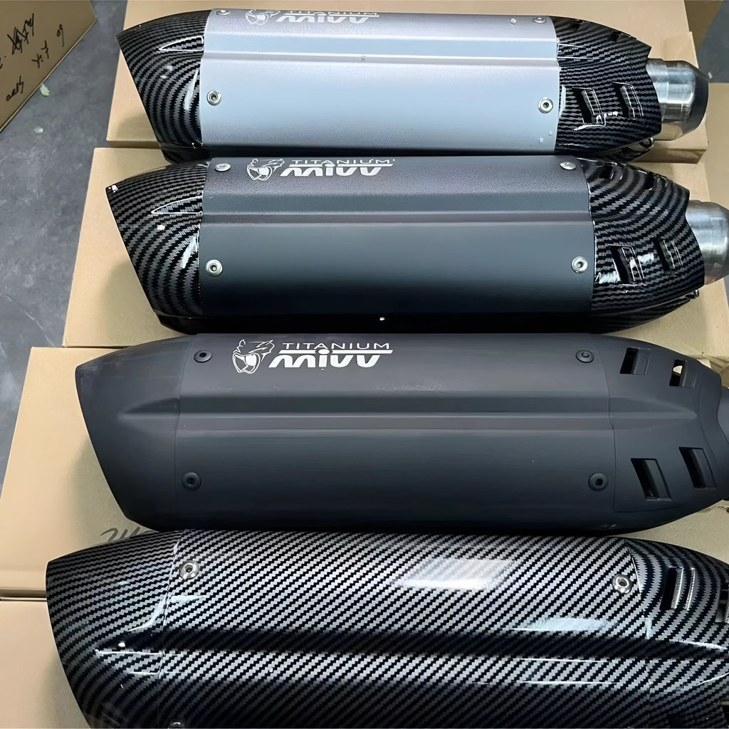 Stainless steel motorcycle exhaust modification kit with 51mm interface and 370mm total length