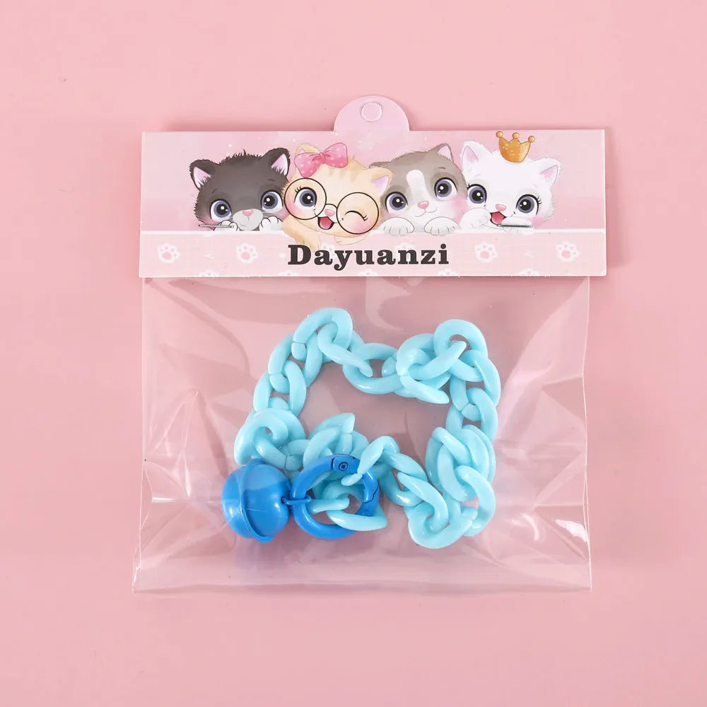 Macaron candy colour plastic adjustable pet collar for cats or dogs in blue or pink.
