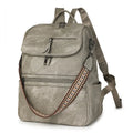 Retro college style PU backpack with curved shoulder straps, shown in one of six available colours.