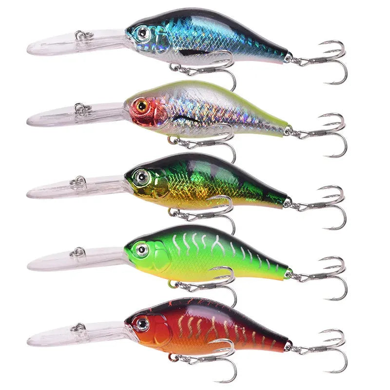 Little fat man Mino fishing lure showing floating rock design and deep diving tongue board