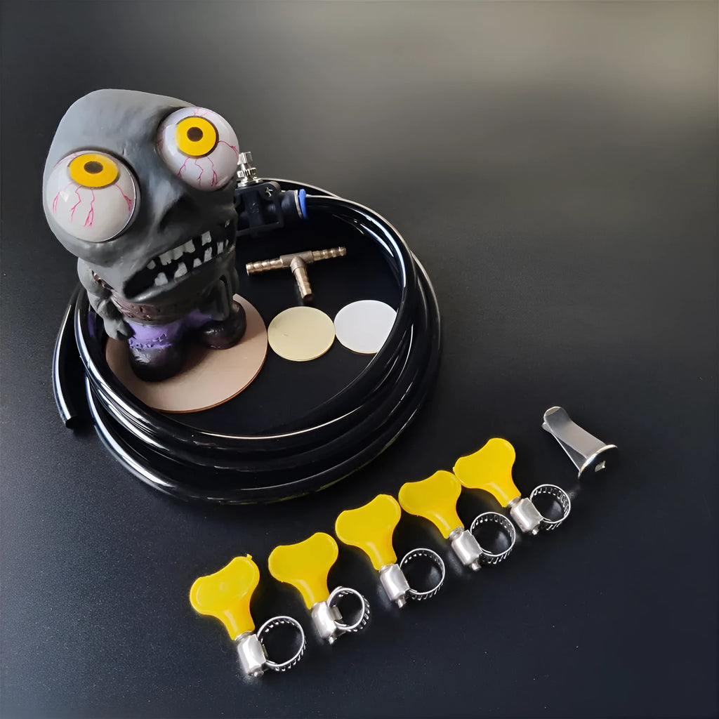 Turbo car boost eye zombie doll ornament kit with valve and copper fittings.