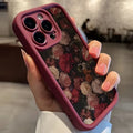 Soft TPU phone case with rose bamboo ladder pattern in wine red for Apple iPhone models