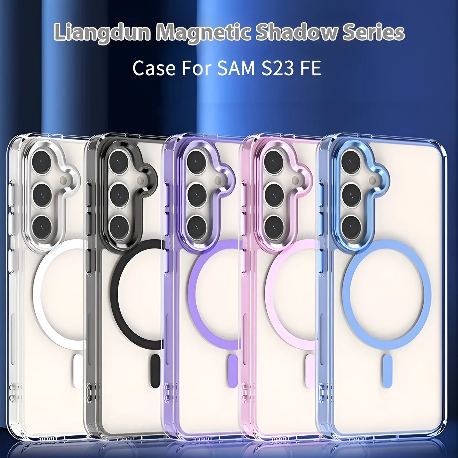Transparent magnetic silicone phone case for Samsung Galaxy S23 series with metal lens ring