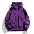 Men's black waterproof windproof hooded coat with polyester fibre construction