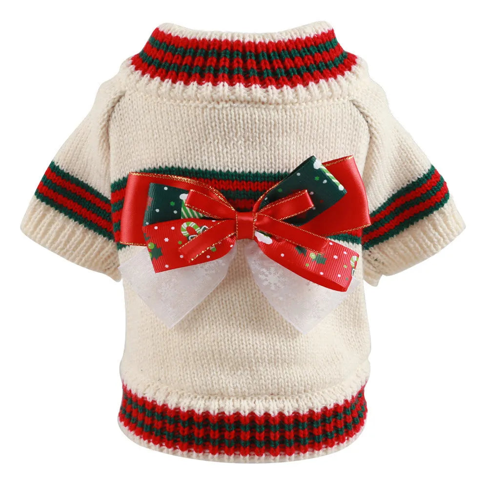 Red and green festive dog Christmas jumper sweater for small and large breeds.