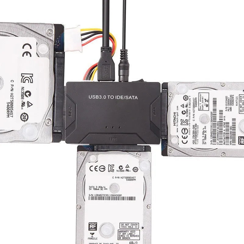 USB 3.0 to IDE/SATA desktop hard disk adapter with power supply and cables
