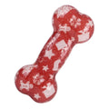 TPR material dog chew toy with printed bone design and squeaker in seasonal colours