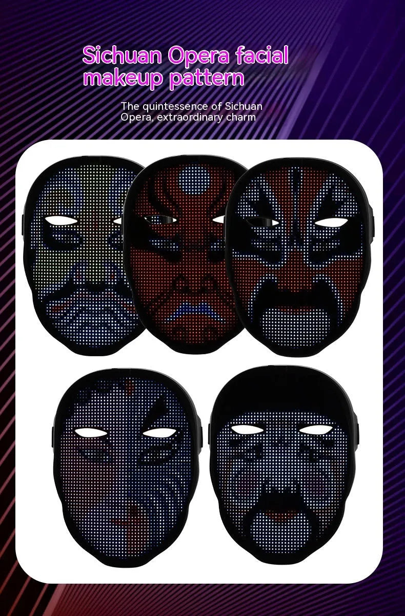Avengers character LED face mask with luminous display and gesture control features