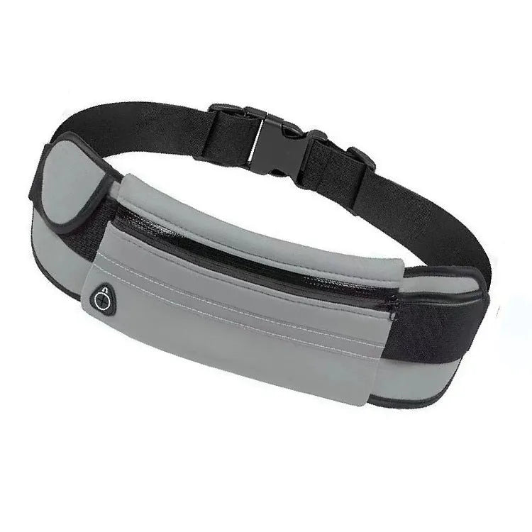 Medium nylon fitness waist bag with zipper pocket in solid colour, size 20x10 cm