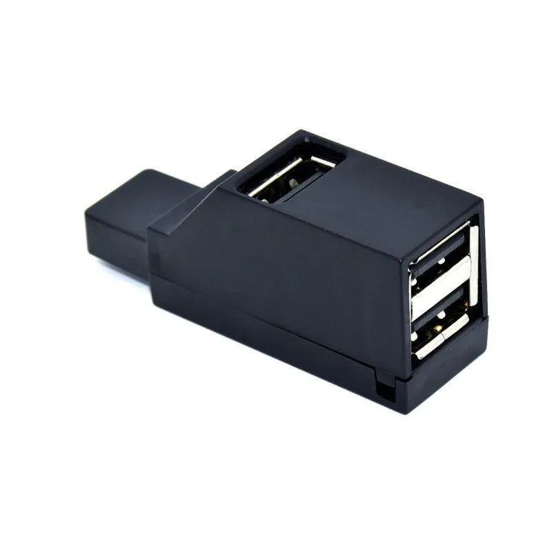 USB 2.0 mini portable splitter hub in black colour with 480Mbps speed