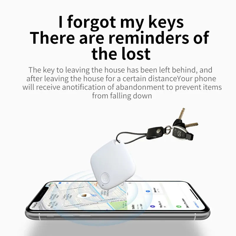 Bluetooth anti-lost tracker in black, blue, green, pink, or white colours for keys, wallets, and pets