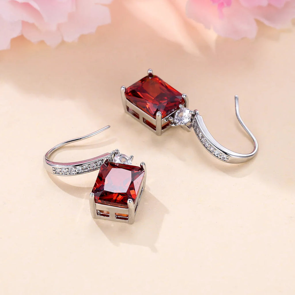 Micro inlaid zircon square diamond ear studs, geometric copper cubic zirconia earrings for women, multiple colour options