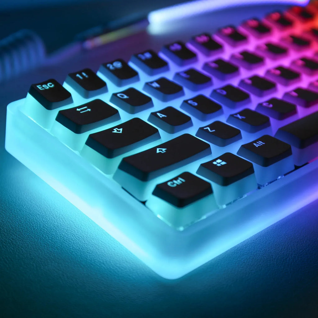 Double Skin Milk Pudding Transparent PBT keycap set in pink colour OEM profile for mechanical keyboards
