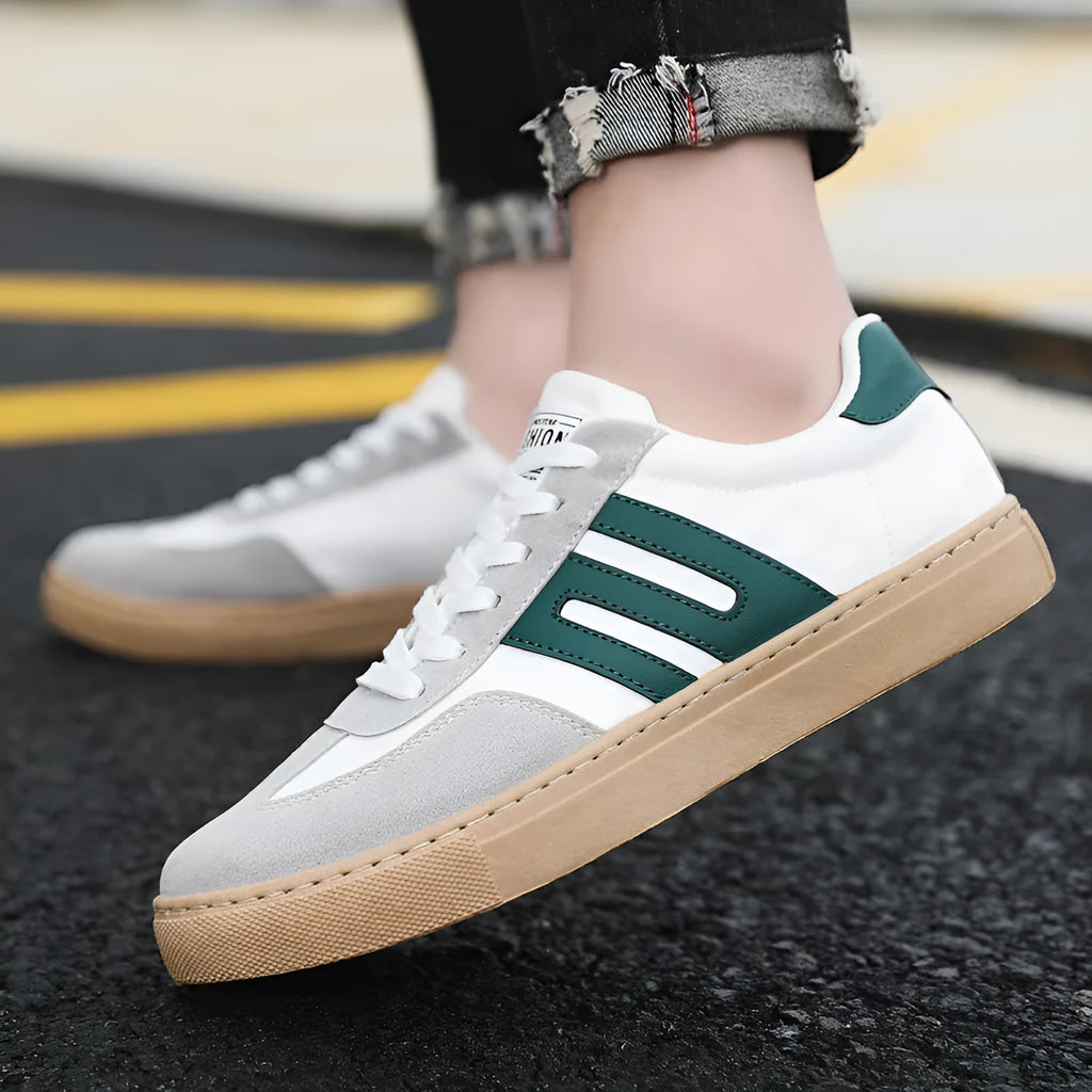 Men's cotton cloth casual sneakers board shoes round toe lace-up in white and black colour