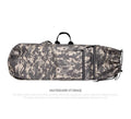 Black waterproof nylon bag for carrying a skateboard and fishing rods on a shoulder strap.