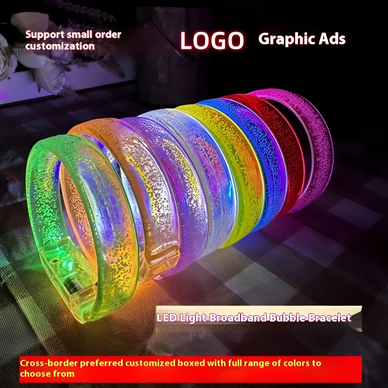 LED luminous hand ring plastic 83x73mm blue light concert bracelet on wrist