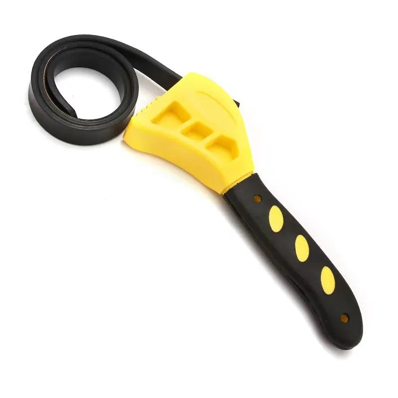 6-inch and 8-inch adjustable rubber strap wrench set with phosphated metal hook on a white background.