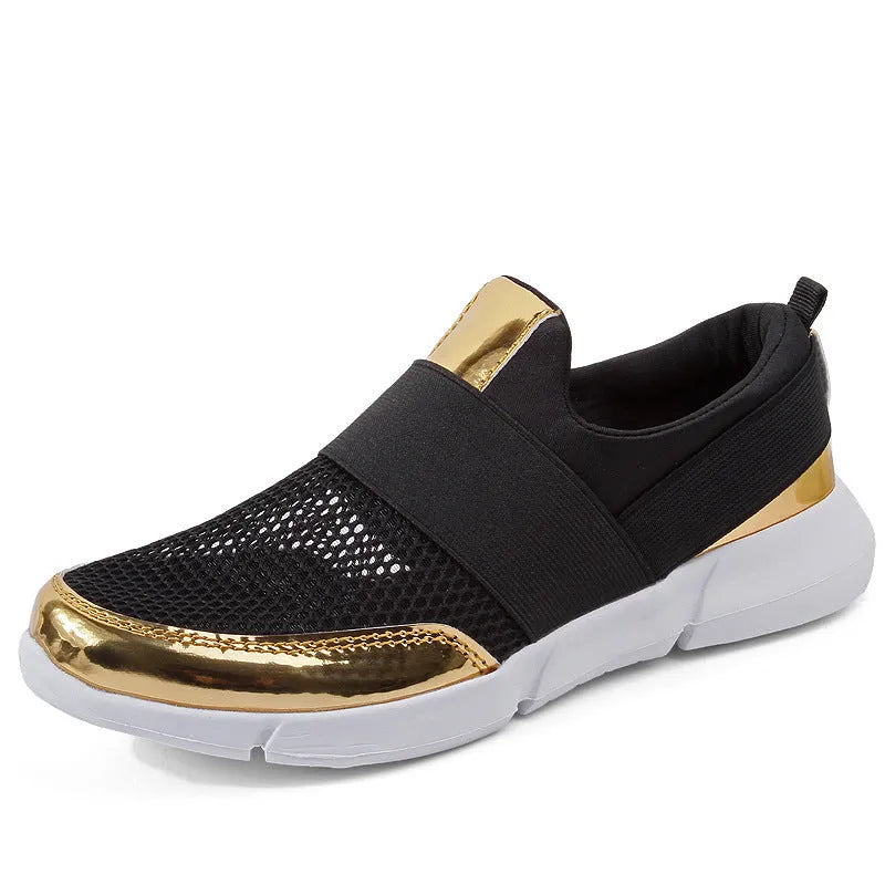 Blue, black, and grey women's low-top sneakers with mesh detailing and a PU midsole.