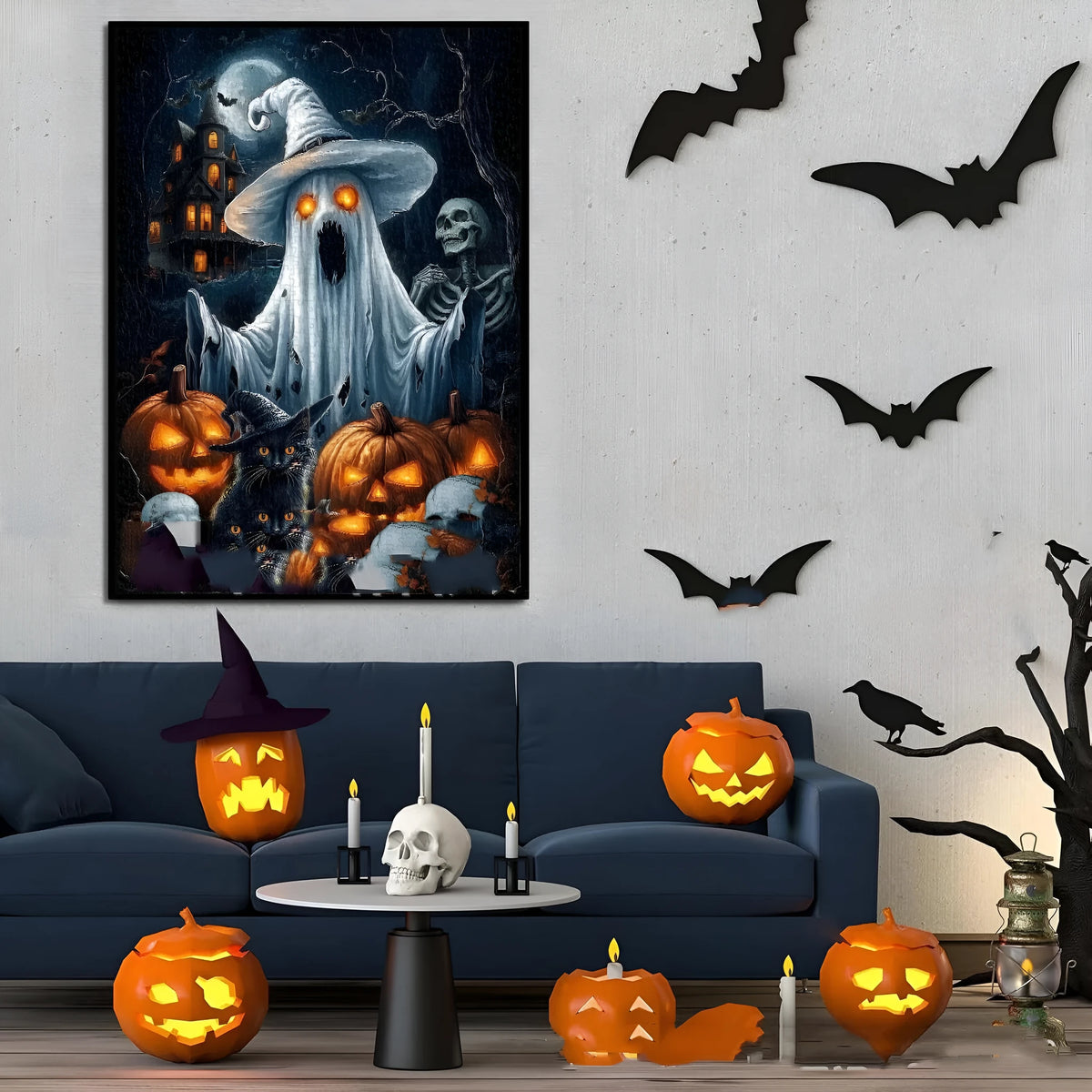 Creative ghost puzzle made of plastic for Halloween party decoration, size as shown