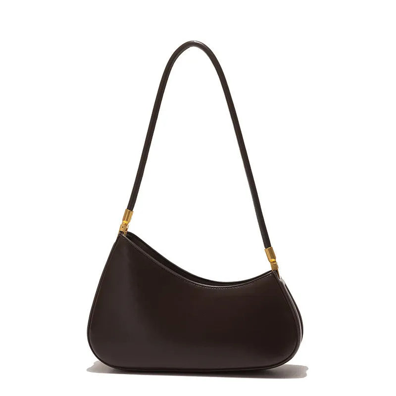 Women's oval PU leather underarm bag in retro style with single shoulder strap
