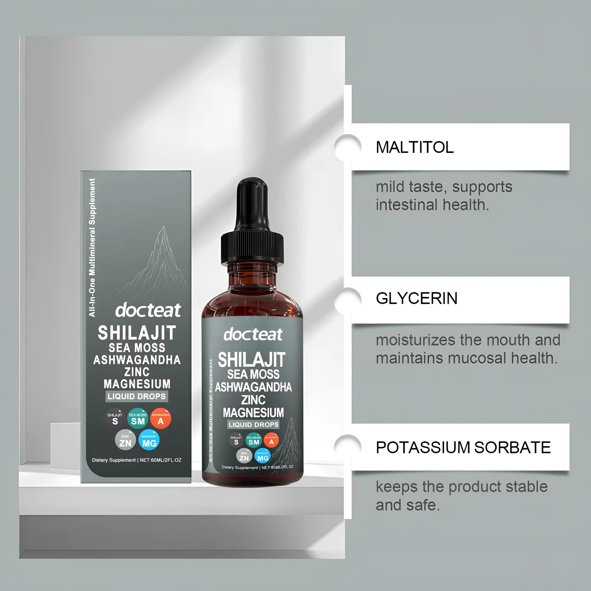 60ml intestinal balance dietary supplement droplet bottle for daily digestive support