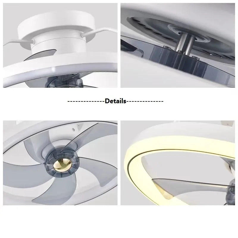 Modern ceiling fan light with white blades and integrated lighting fixture