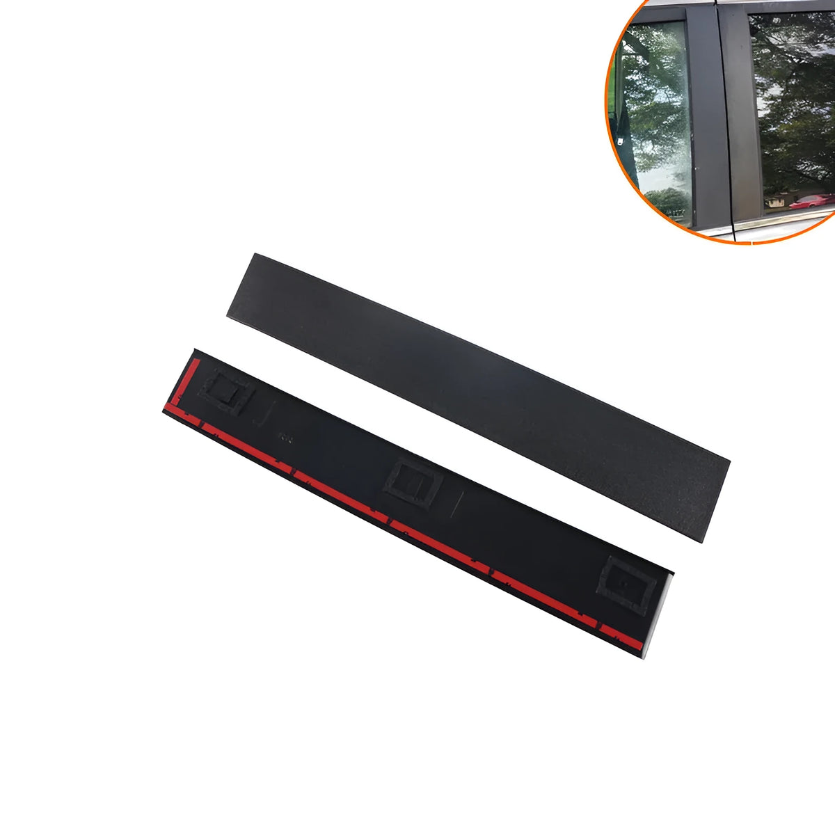 Car door glass trim strip 5020664AA 5020665AA for Dodge Caravan 2008-2020, black, 530mm x 83mm x 7mm, one pair