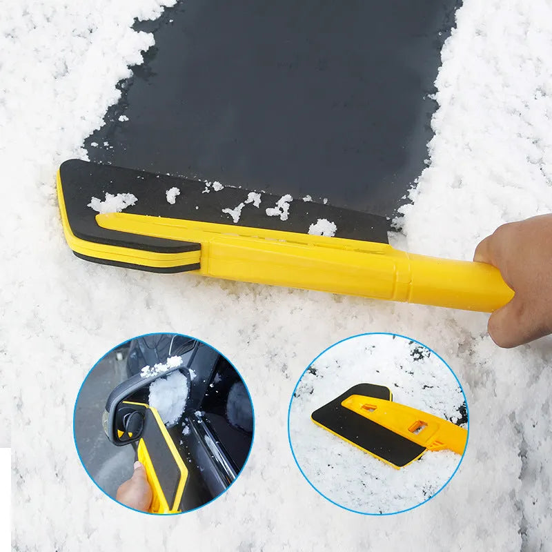 Yellow multifunctional snow shovel 68cm length for automotive snow removal made of ABS EVA aluminium alloy