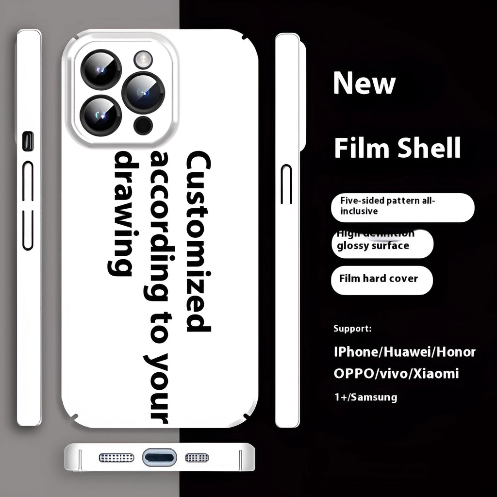 White double-layer glossy magnetic film protective phone case for Apple iPhone with all-inclusive design