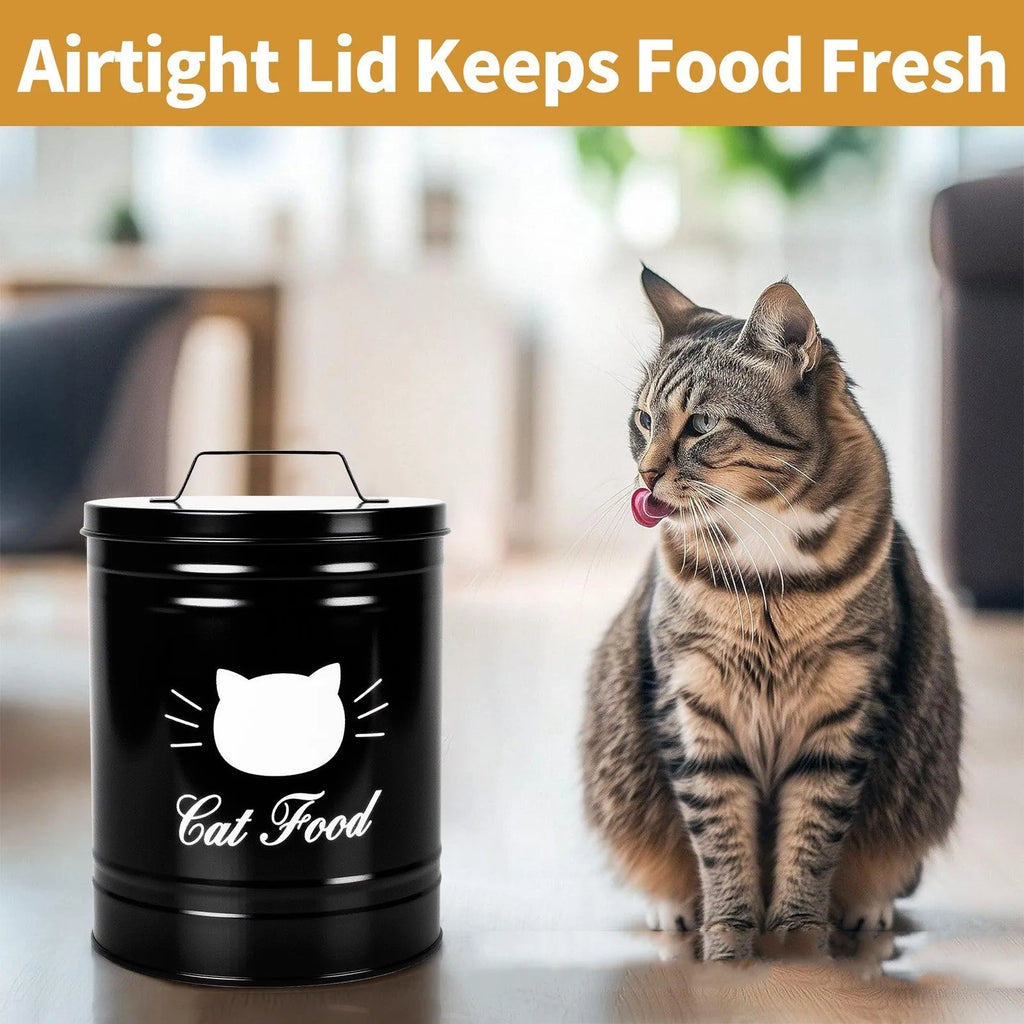 Black moisture-proof round iron sheet tin can with white inner box for pantry storage.