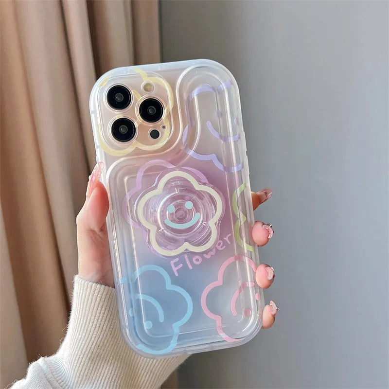 Halo dyed sun flower TPU rear cover phone case for Apple iPhone 11 to 14 Pro Max in picture colour