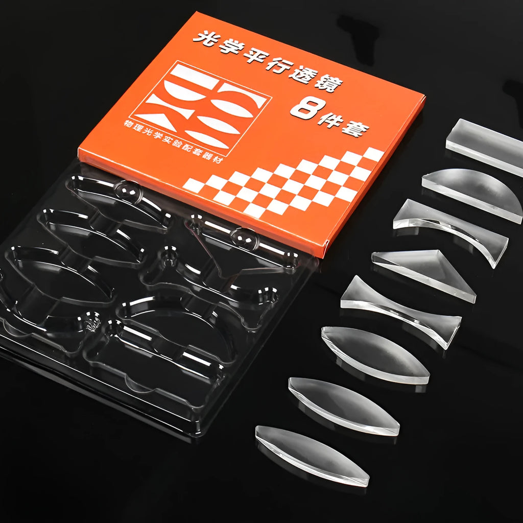 Acrylic parallel lens 8-piece set for junior high school physics optical experiments, model H424