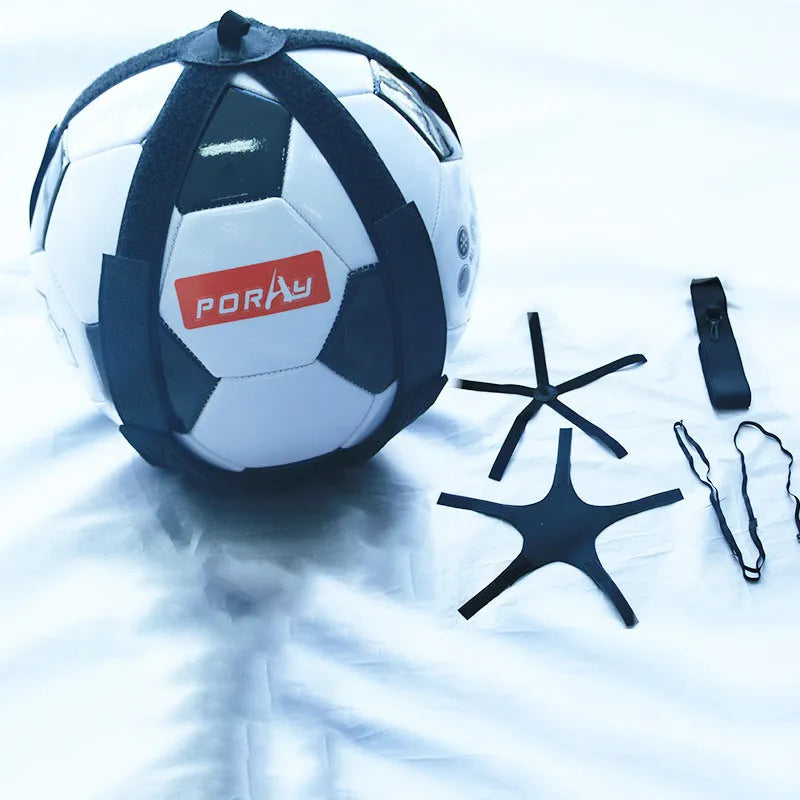 Black football juggling belt training equipment with 2 metre cord for ball control practice