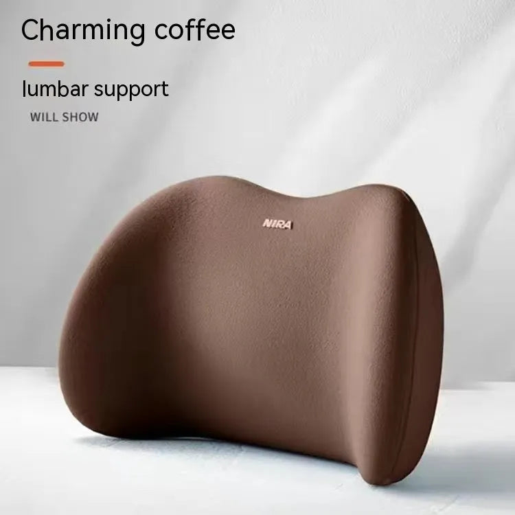 Car lumbar support and headrest pillow set in memory foam with milk silk cover