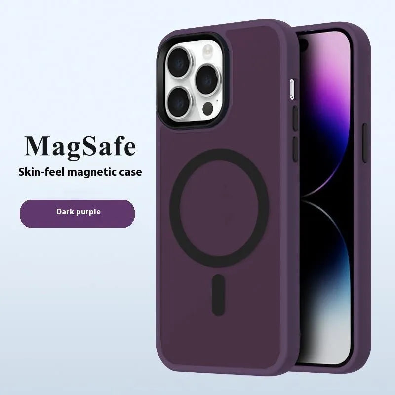 Frosted magnetic phone case for iPhone in Desert Gold, Titanium Gray, Dark Purple and Far Peak Blue