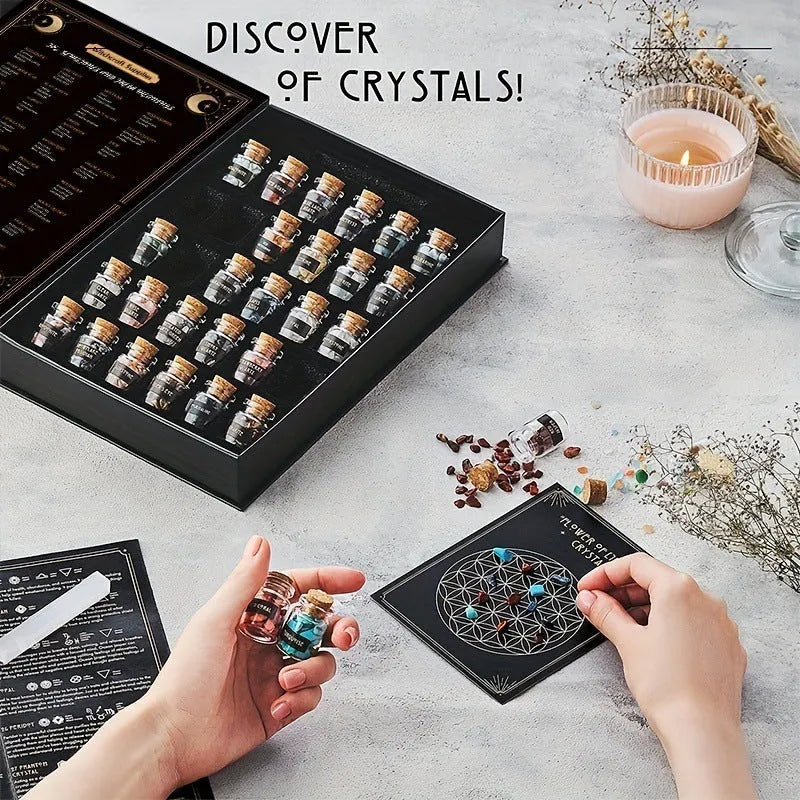 Small white crystal gravel drift bottle gift box set with colourful crystal stone in 14, 30 or 50 Style
