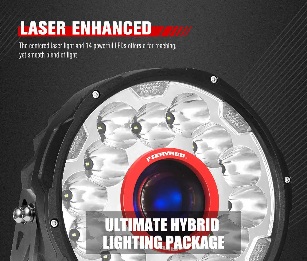 7-inch round LED waterproof car lights with red housing for off-road vehicles