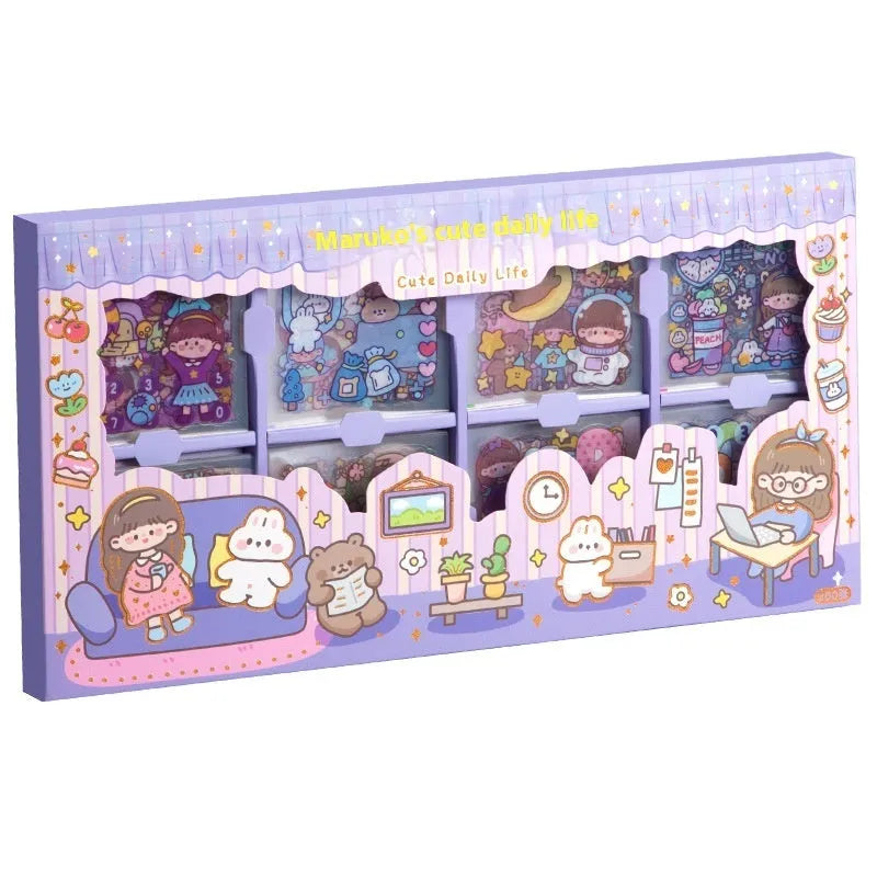 Pack of colourful printed card stickers for children's notebooks with five different design themes.
