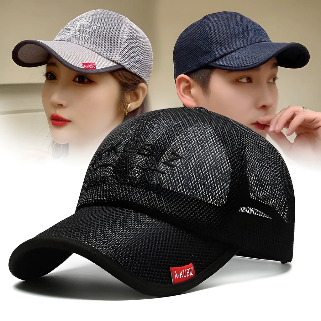 Men's cotton mesh baseball cap in Army Green with an adjustable strap, shown from the side.