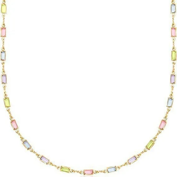 Geometric glass pendant crystal necklace with adjustable 41-50cm alloy chain