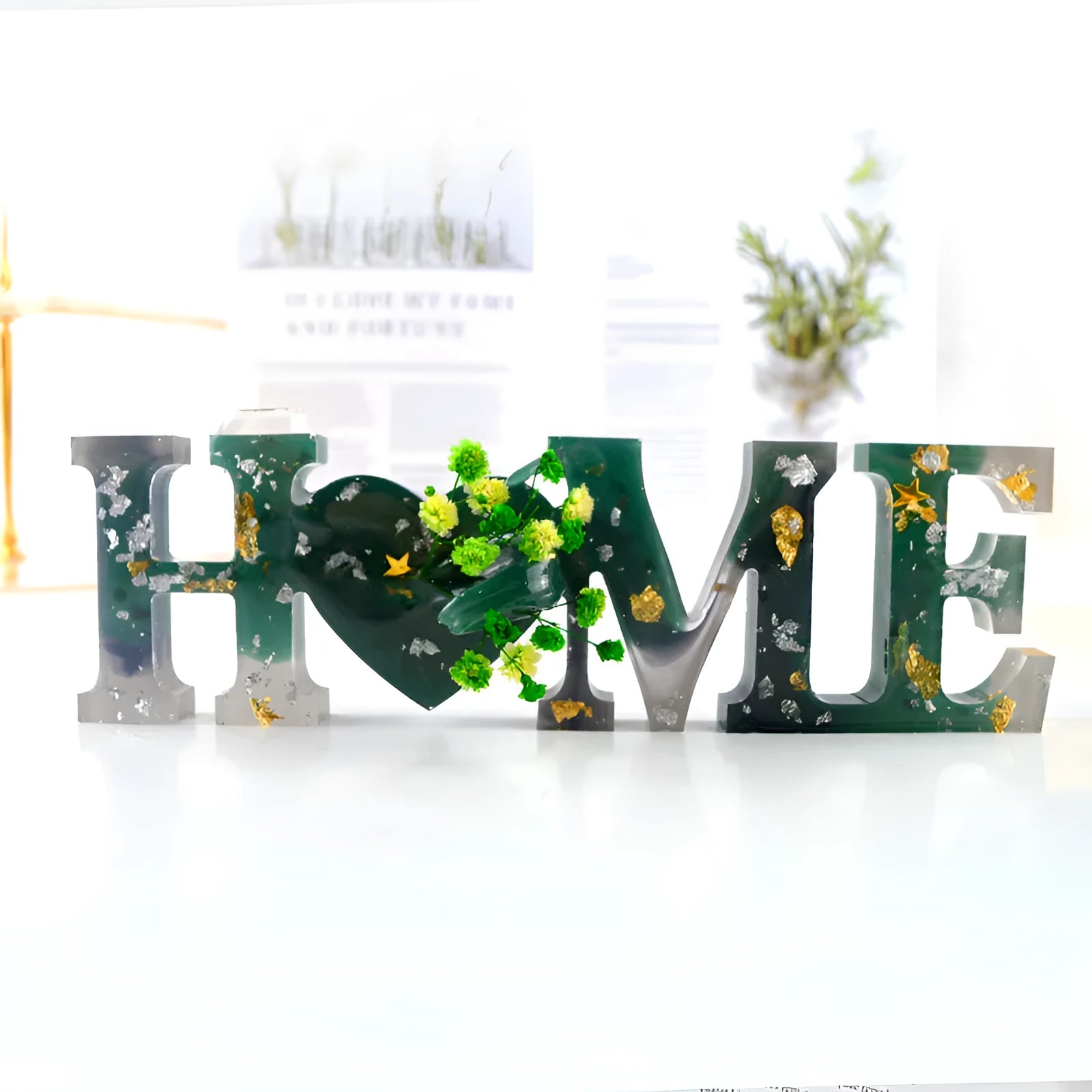 Silicone epoxy mould showing English alphabet letters and love, home, family word designs for resin jewellery making