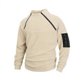 Men's stand collar long sleeve pullover leisure coral fleece coat in polyester blend – front view