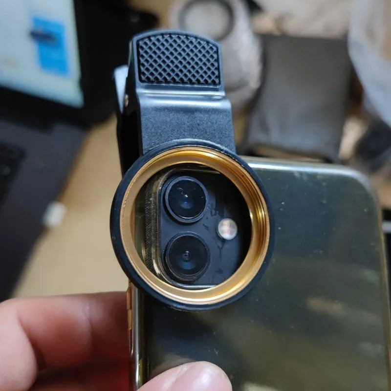 37mm universal clip mobile phone lens filter adapter with golden spiral teeth