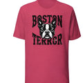 Loose short sleeve round neck polyester t-shirt in Rose Red, straight leisure fit, sizes S to 3XL