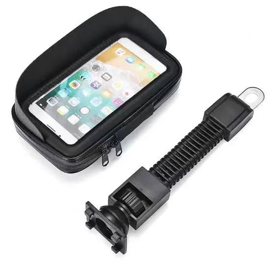 Black synthetic leather riding mobile phone stand bag with 6.5 inch capacity waterproof for motorcycle bicycle navigation