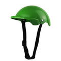 Small S size plastic pet helmet for motorcycle safety in pink, black, yellow, and green colours.